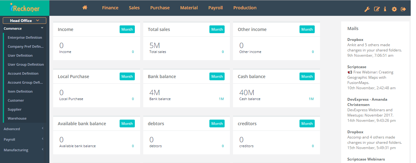 iReckoner Dashboard