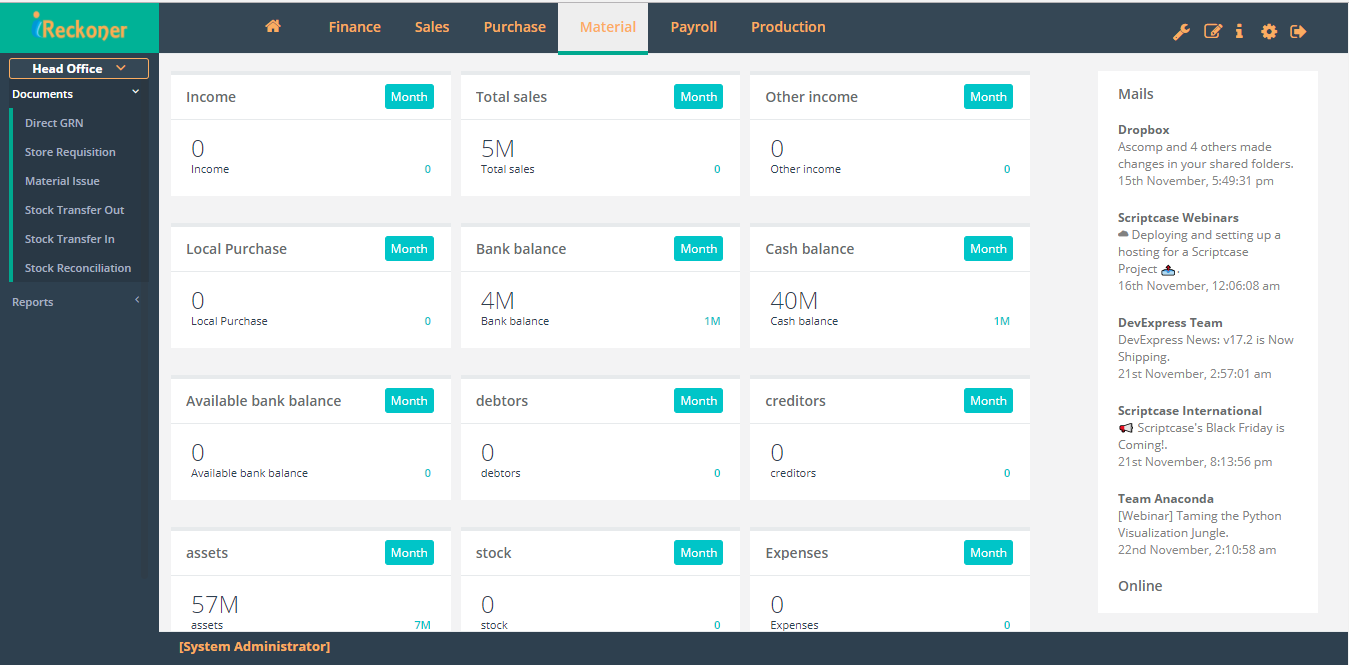 iReckoner Dashboard