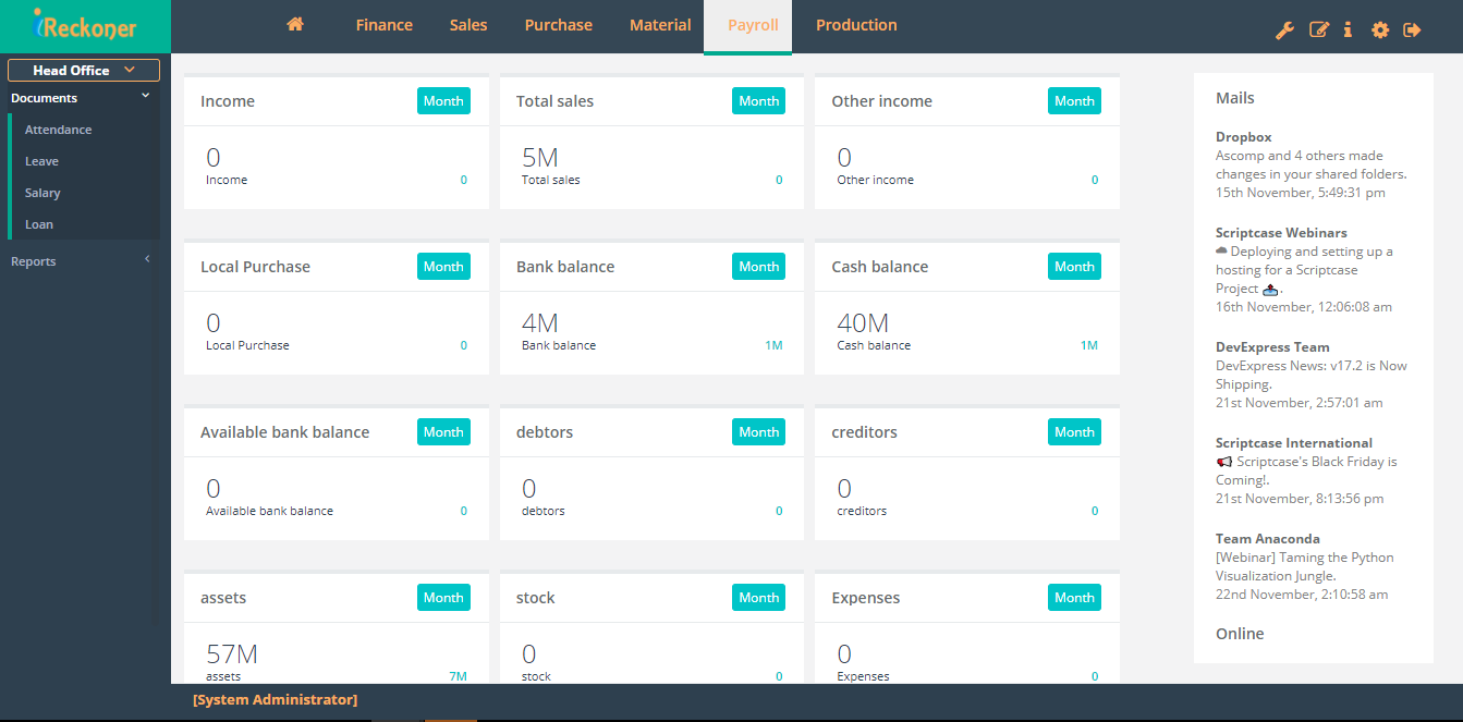 iReckoner Dashboard