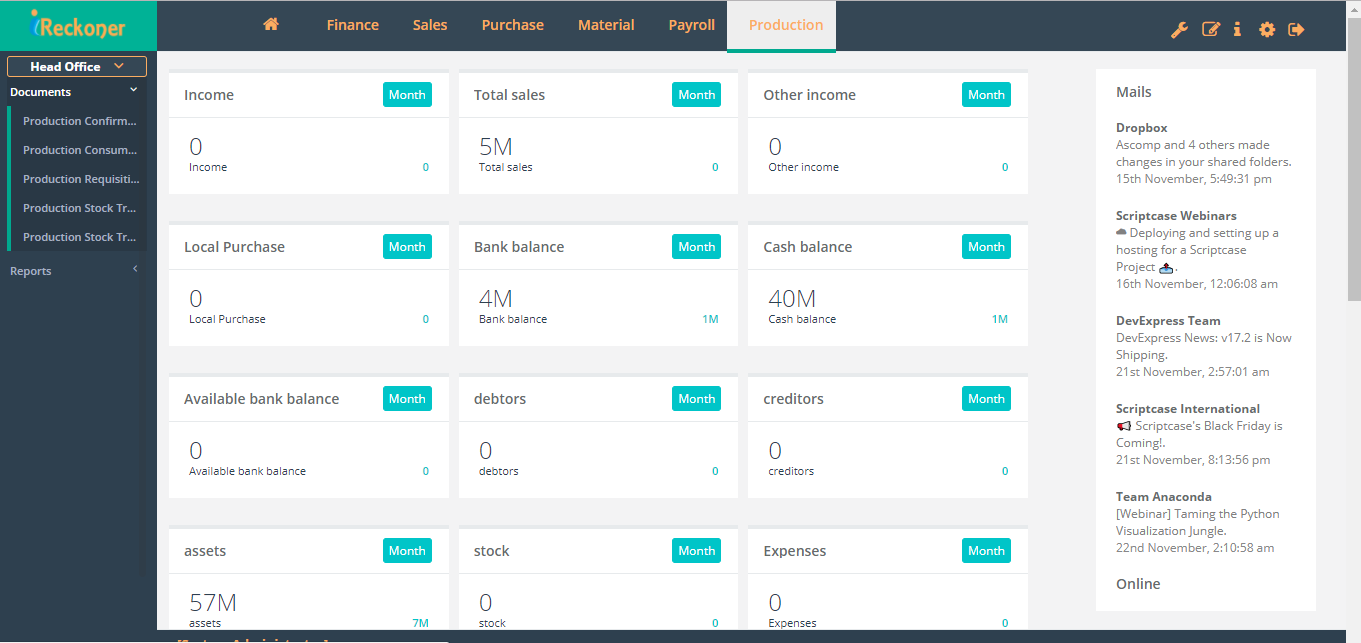 iReckoner Dashboard